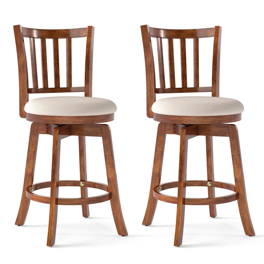 Barstools Set of 2/4 360° Rotating Counter Height Chairs(25'')