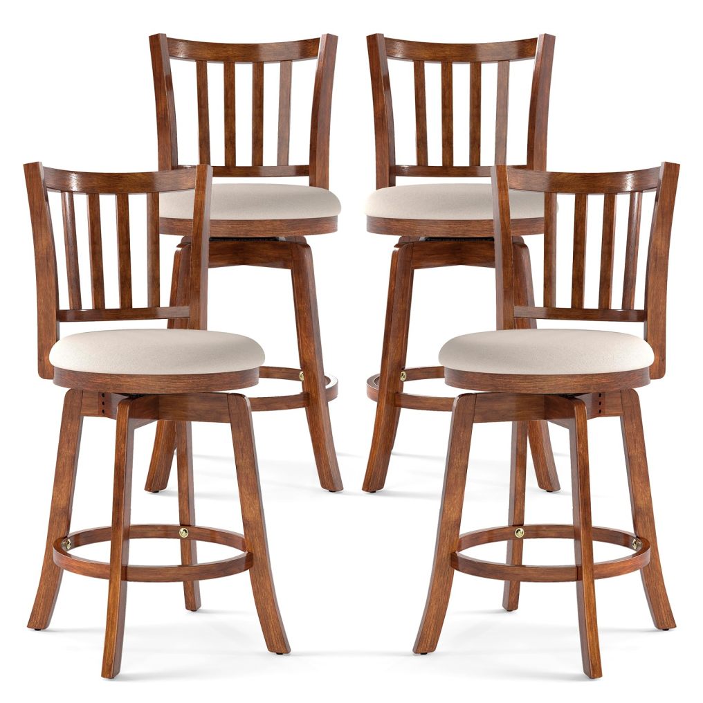 Barstools Set of 2/4 360° Rotating Counter Height Chairs(25'')