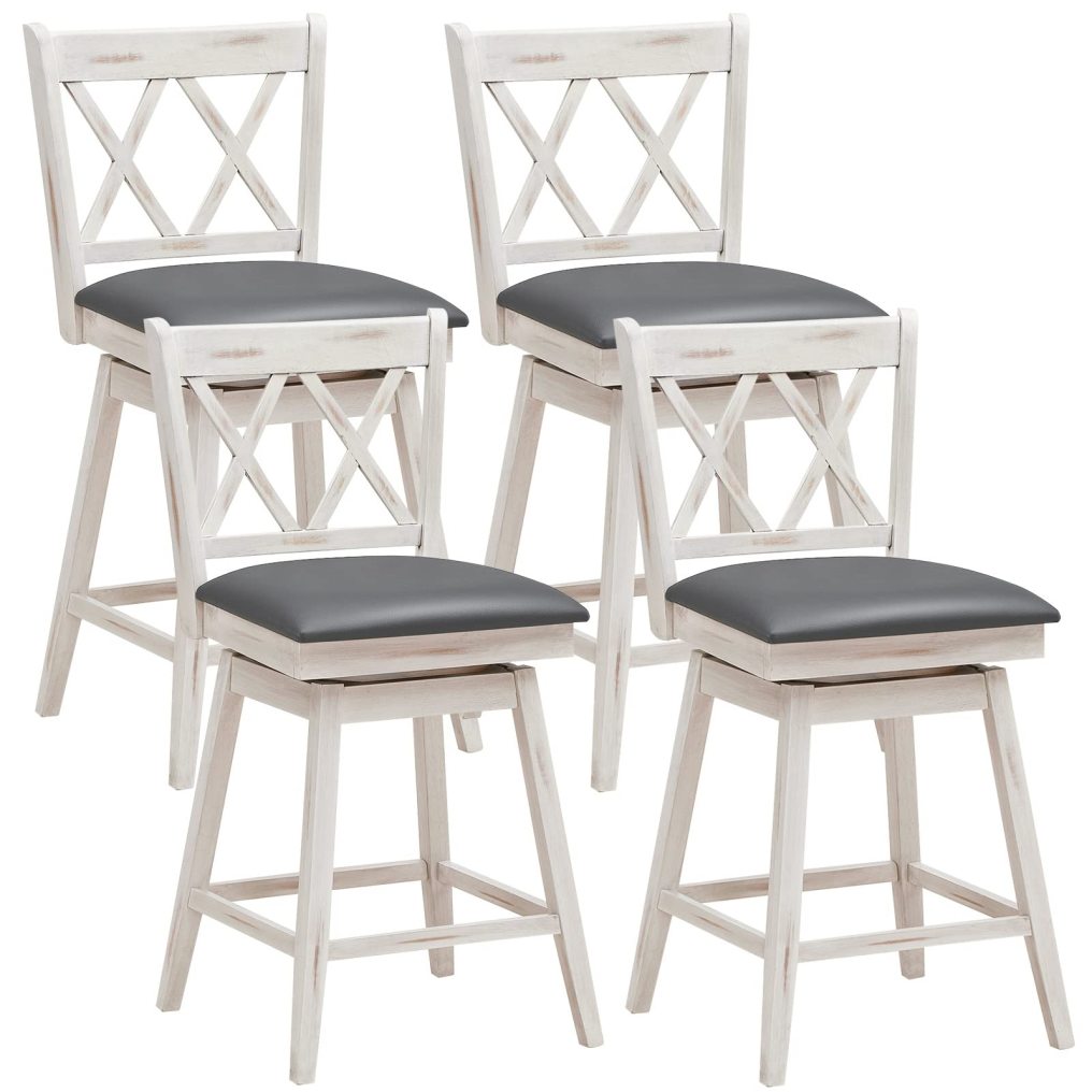 360 ° Swivel Counter Height 25 inch Bar Stool with Foot Rest Upholstered Cushion & Ergonomic Backrest