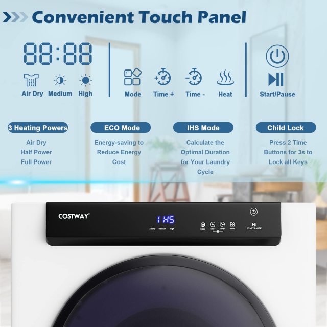 ARLIME Compact Touch Panel 2 Modes 3 Heating Powers and Adjustable Exhaust Vent
