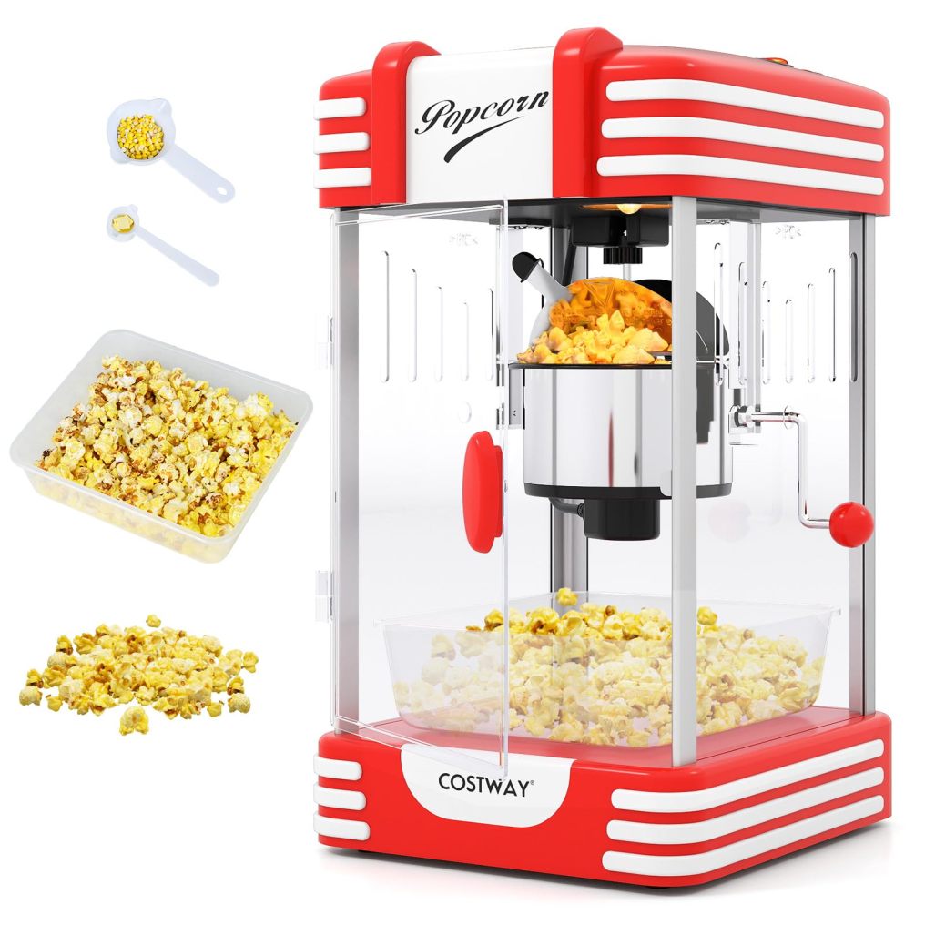 Theater Style Countertop Popcorn Maker with Stainless Steel Kettle & Halogen Light