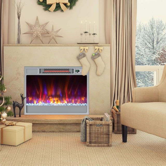 Electric Fireplace Inserts 23-inch Wide 1500W Recessed Fireplace Insert with Remote Control