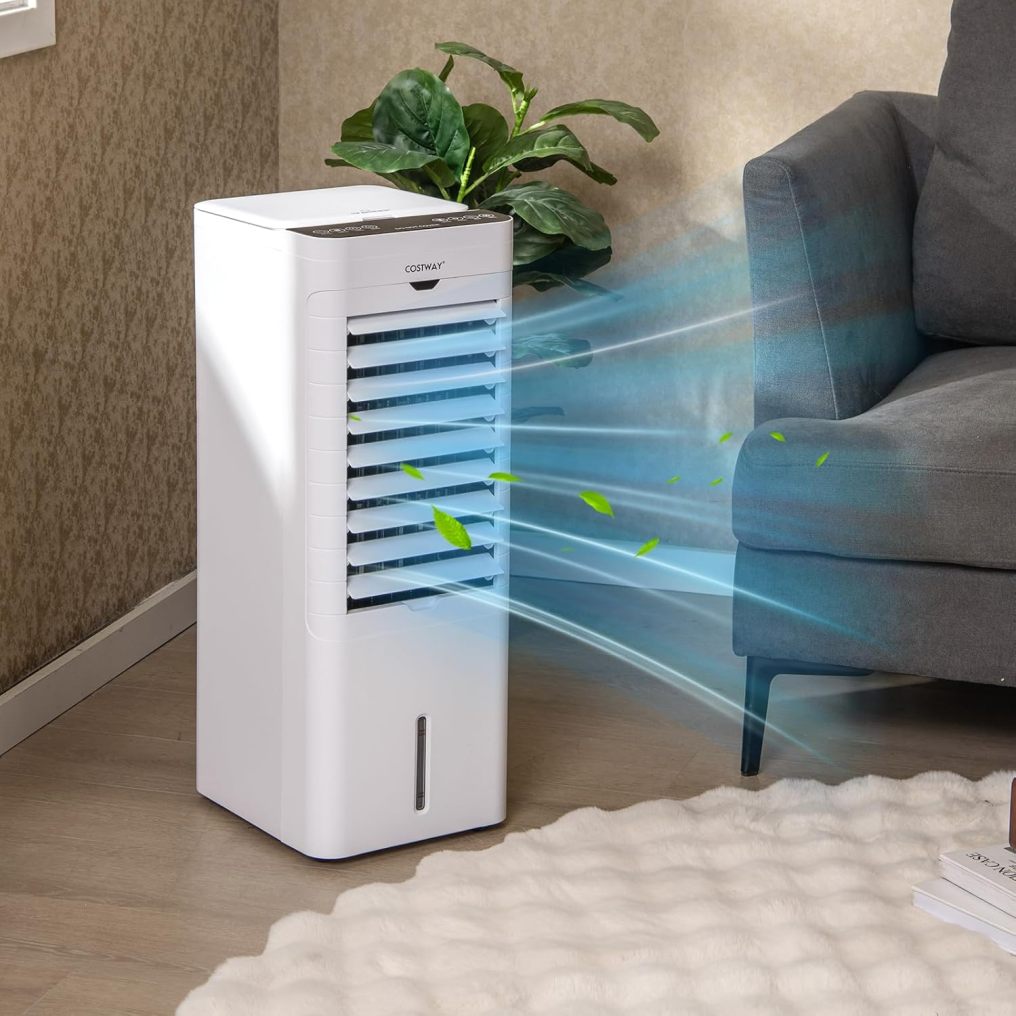 Evaporative Air Cooler and Heater with 3 Modes 3 Speeds and 2 Ice Boxes-White