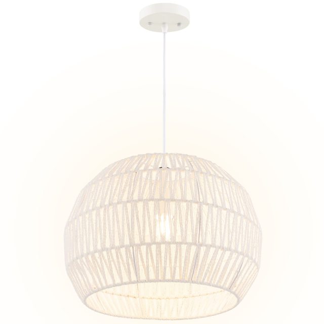 ARLIME Farmhouse Rattan Pendant Lights - Boho Modern Round Ceiling Chandelier Hanging Lamp