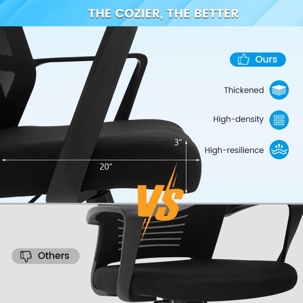 Ergonomic Home Office Chair with Lumbar Support and Rocking Function