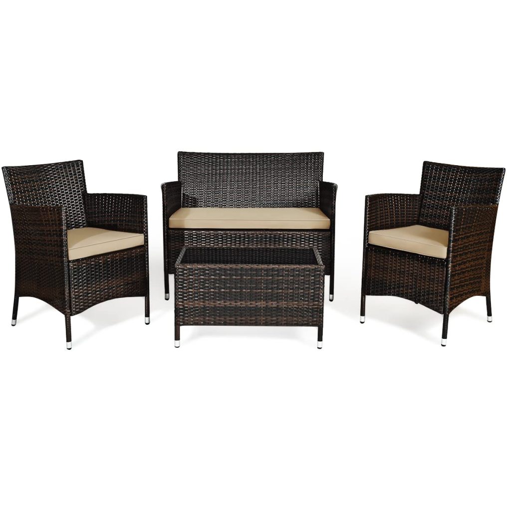 4/8 Pieces Rattan Patio Furniture Set Outdoor Wicker Rattan Chairs