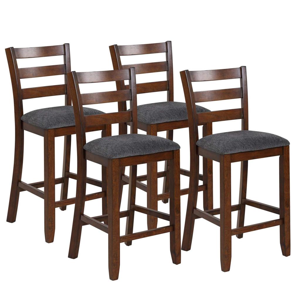 Set of 2/4 Counter Height Bar Stool with Solid Rubber Wood Frame