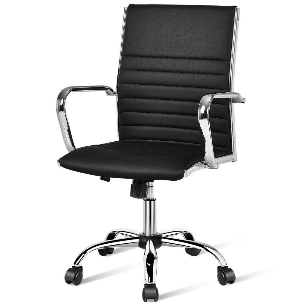 ARLIME Ribbed Home Office Chair PU Leather High Back Executive Chair with Height Adjustable
