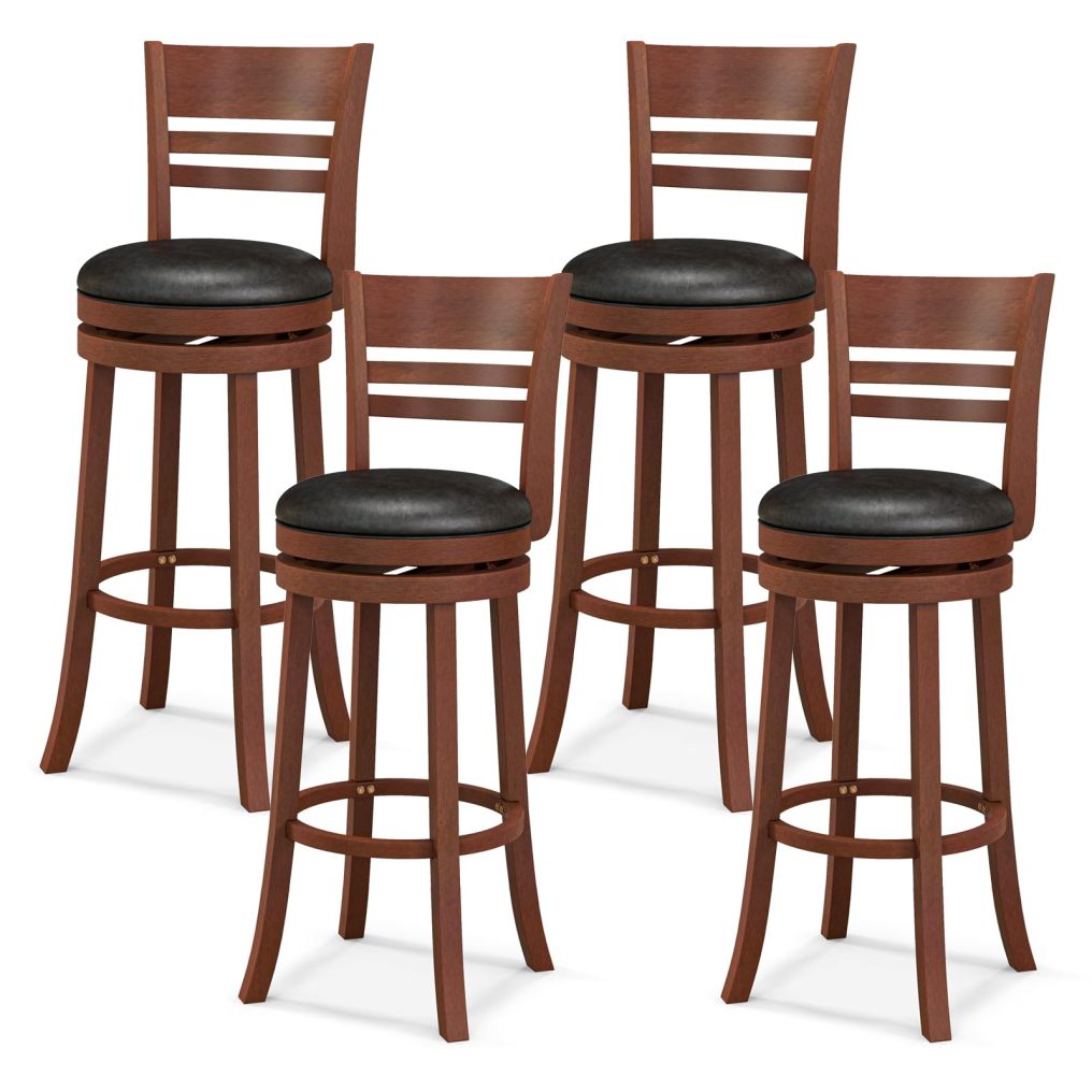 360-Degree Swivel Bar Chairs with PU Upholstered Seats
