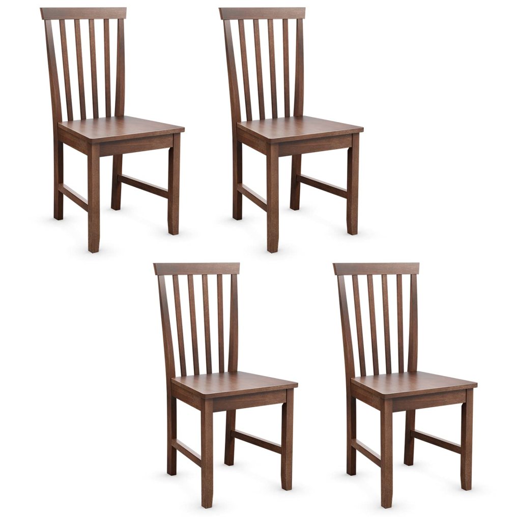 Set of 4 Slat Back Dining Chairs Transitional Dining Side Chairs