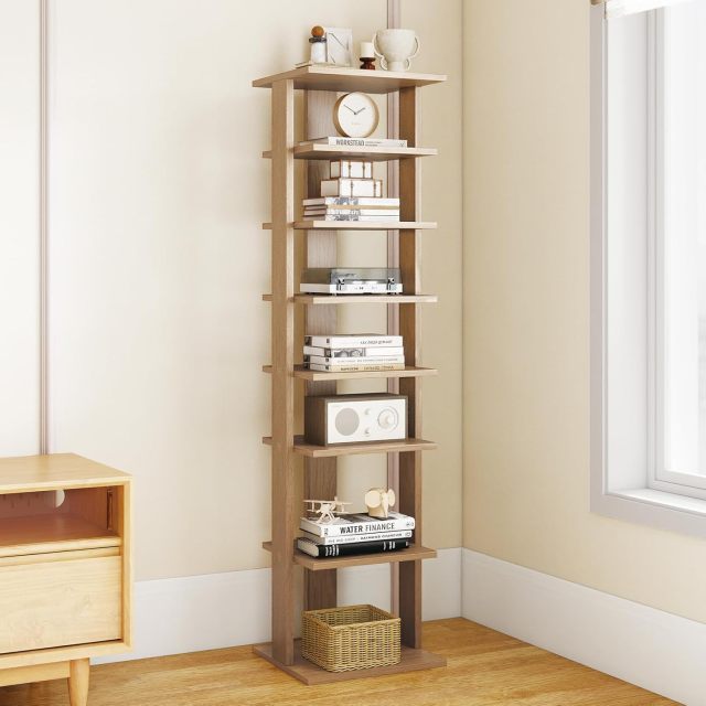 8-Tier Vertical Shoe Rack Tall Narrow Shoe Storage Organizer with Removable Shelf for Boots
