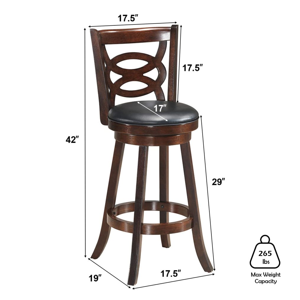 Bar Stools Set 360 Degree Swivel PVC Cushioned Seat