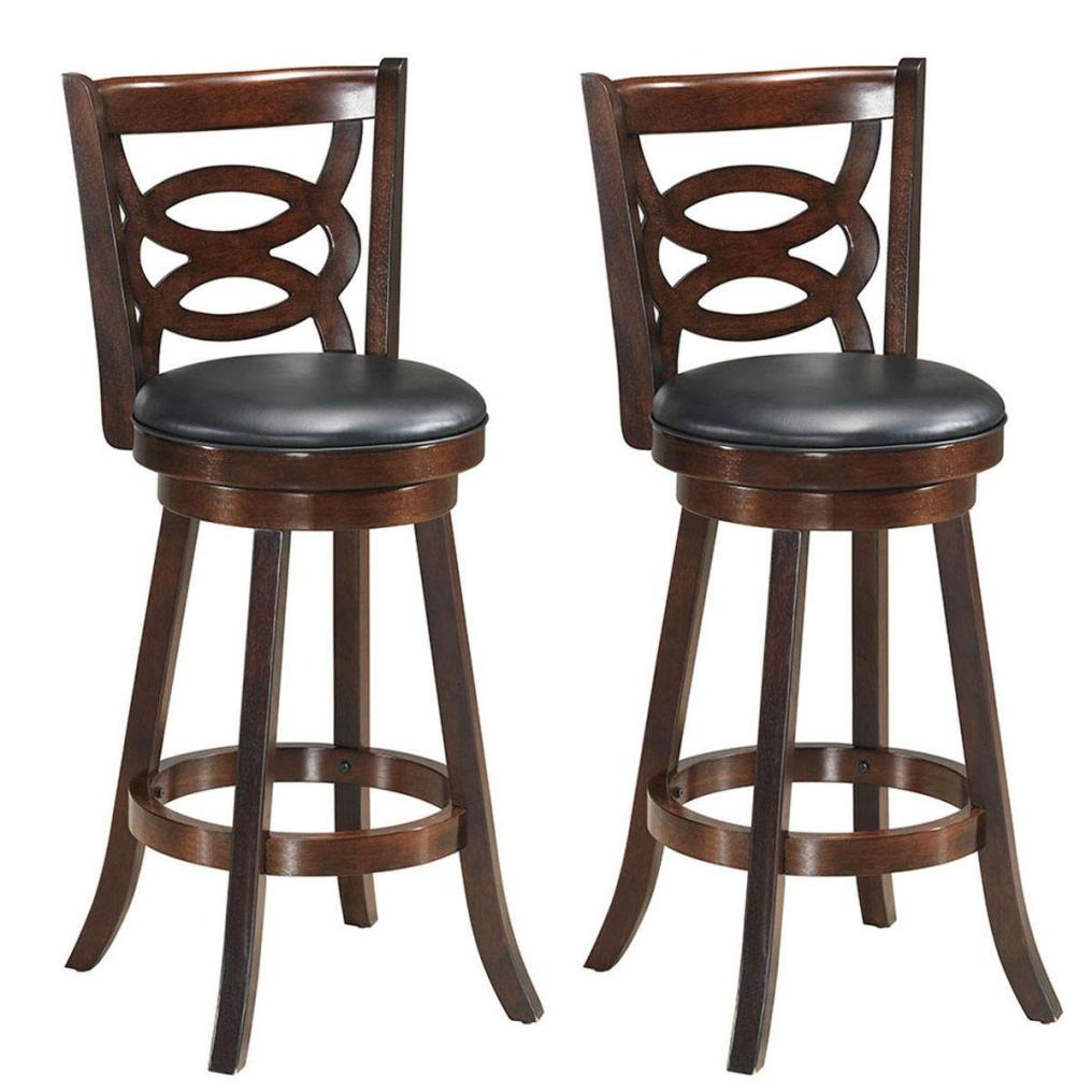 Bar Stools Set 360 Degree Swivel PVC Cushioned Seat