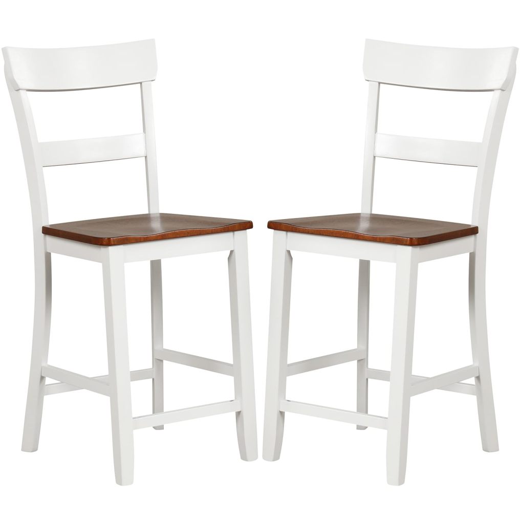 24'' Mid Century Modern Island Chairs with Rubber Wood Legs and High Backrest