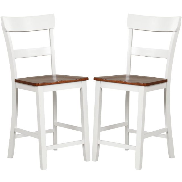 24'' Mid Century Modern Island Chairs with Rubber Wood Legs and High Backrest