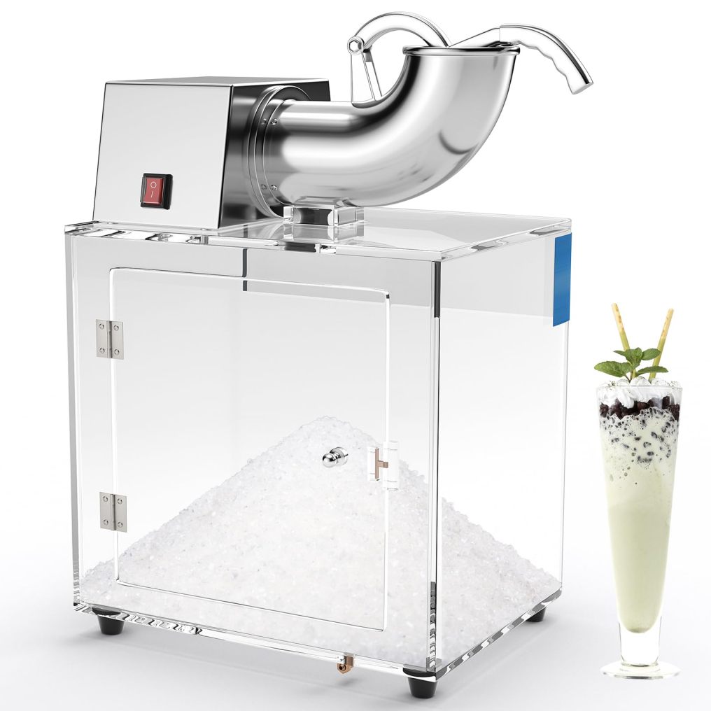 Commercial Shaved Ice Machine, 440 Lbs/H Stainless Steel Ice Crusher with Safety On/Off Switch