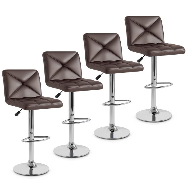 Bar Stools Set Modern PU Leather Swivel Bar Chairs