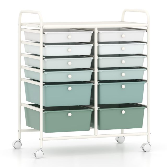 12-Drawer Rolling Storage Cart 12 Drawer Organizer Trolley