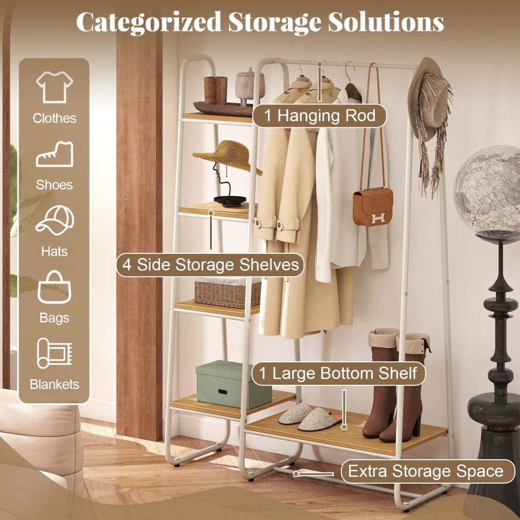 ARLIME Clothes Rack with Shelves Heavy Duty Garment Rack with Hanging Rod