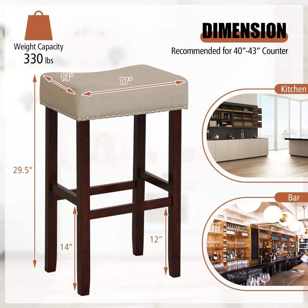 29.5-inch Counter Height Bar Stools Set of 2/4 Backless Vanity Chair for Makeup