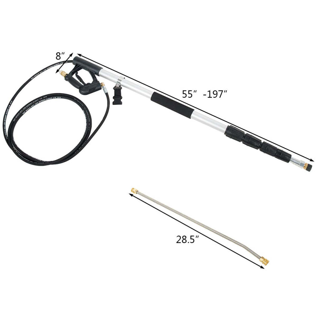 18Ft High Pressure Washer Telescoping Lance Extension Wand Length Adjustable