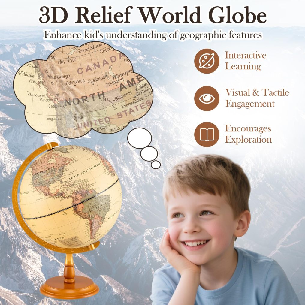 12” Illuminated World Globe Geography Educational Globe