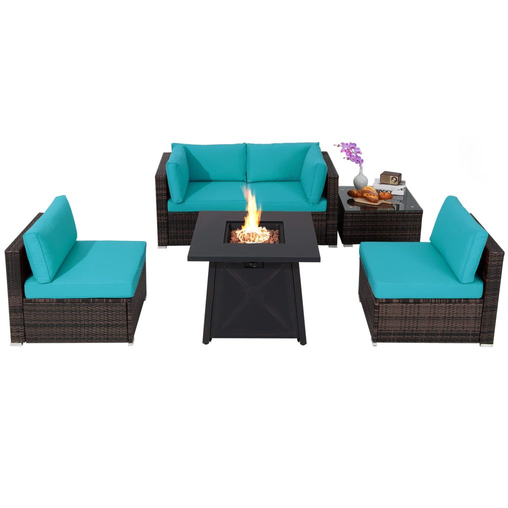 6 Piece Patio Furniture Set with 30'' Fire Pit Table