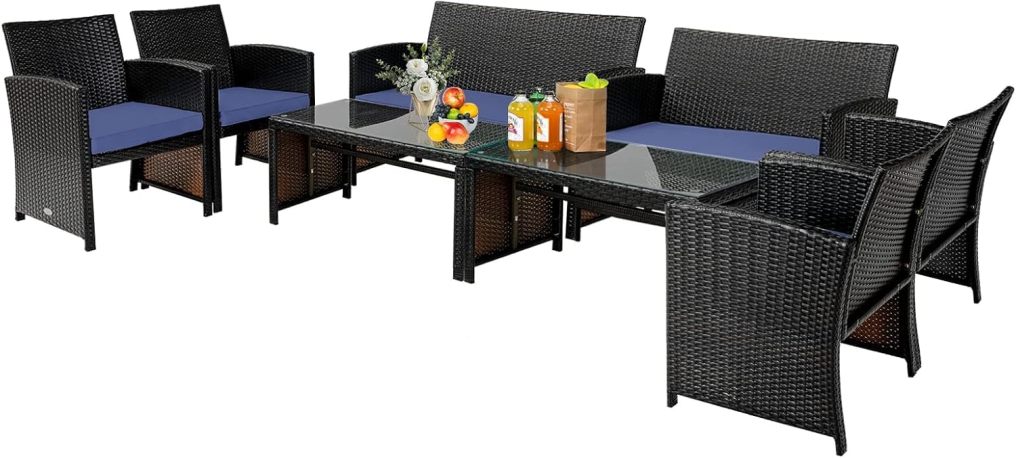 Patio Furniture Set 4 Pieces Outdoor Wicker Chairs