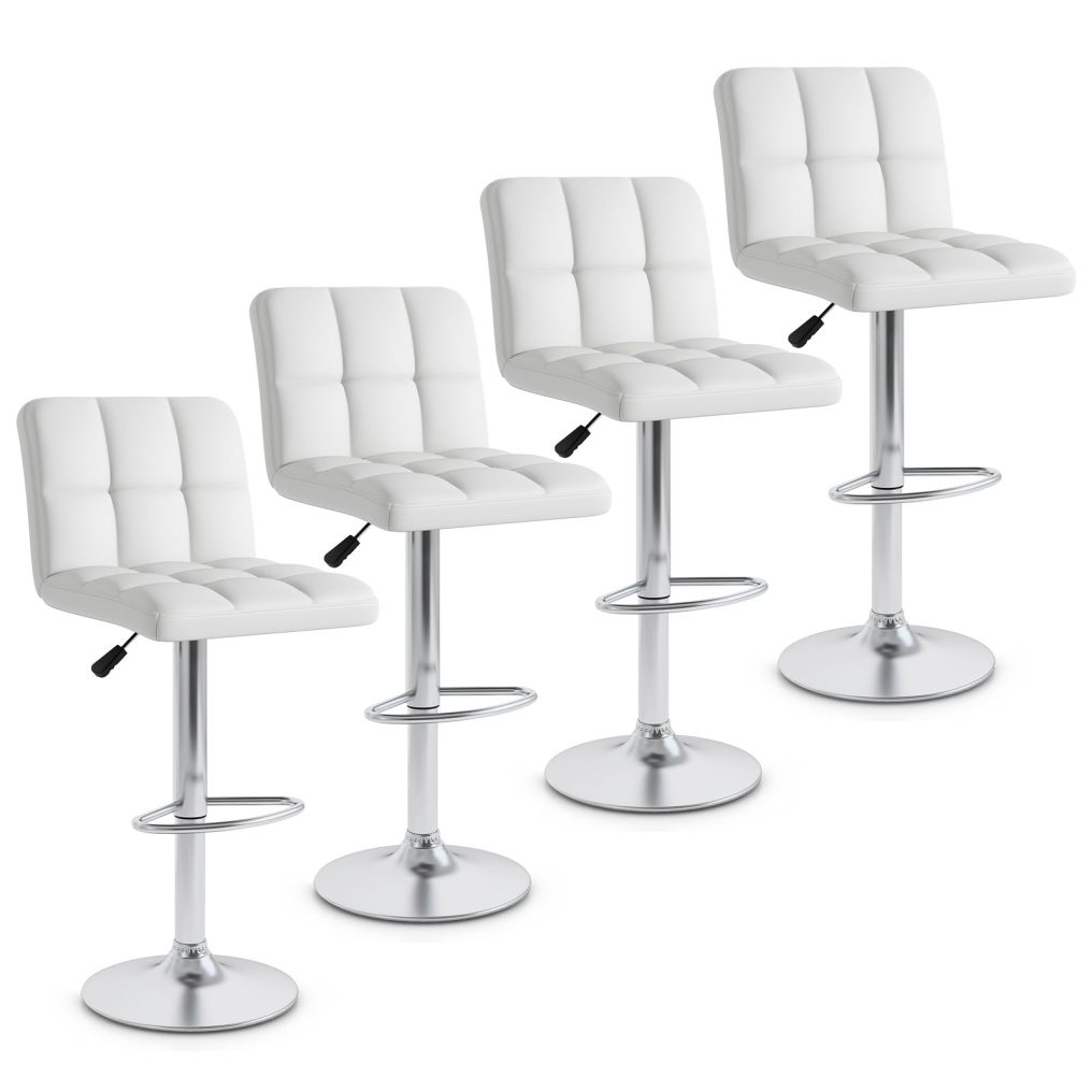 Bar Stools Set Modern PU Leather Swivel Bar Chairs