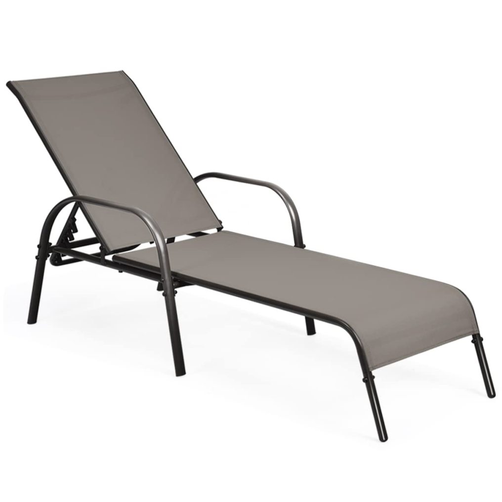 Outdoor Patio Lounge Chair Chaise Fabric Adjustable Reclining Armrest Pool (1/2)
