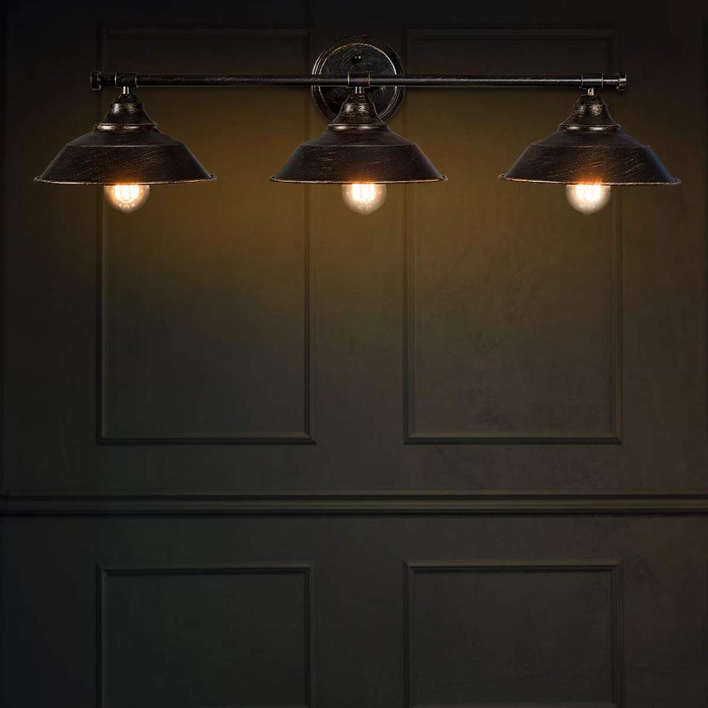 Vanity Light, 3 Light Wall Sconce, Industrial Metal Wall Mount Lamp, Rustic Indoor Wall Lamp Light Shade