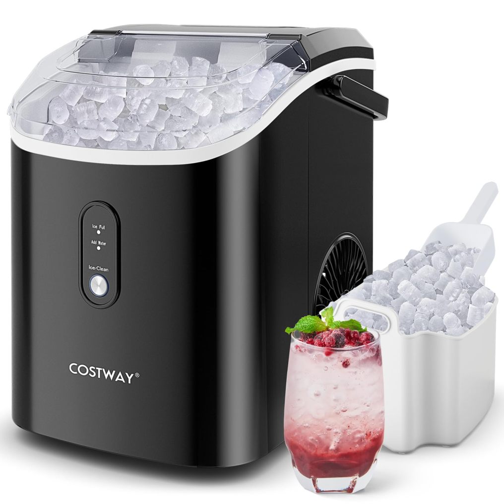 ARLIME Nugget Countertop Ice Maker with Handle Ready in 6 Mins 34 lbs/24H