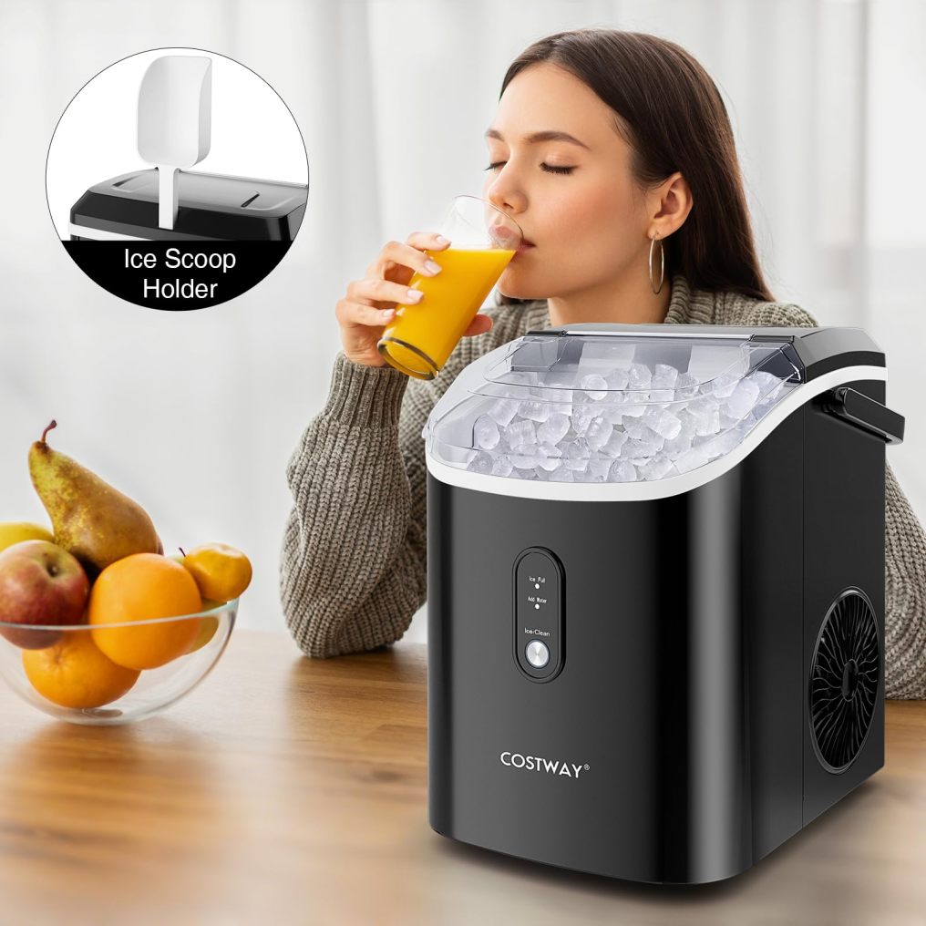 ARLIME Nugget Countertop Ice Maker with Handle Ready in 6 Mins 34 lbs/24H