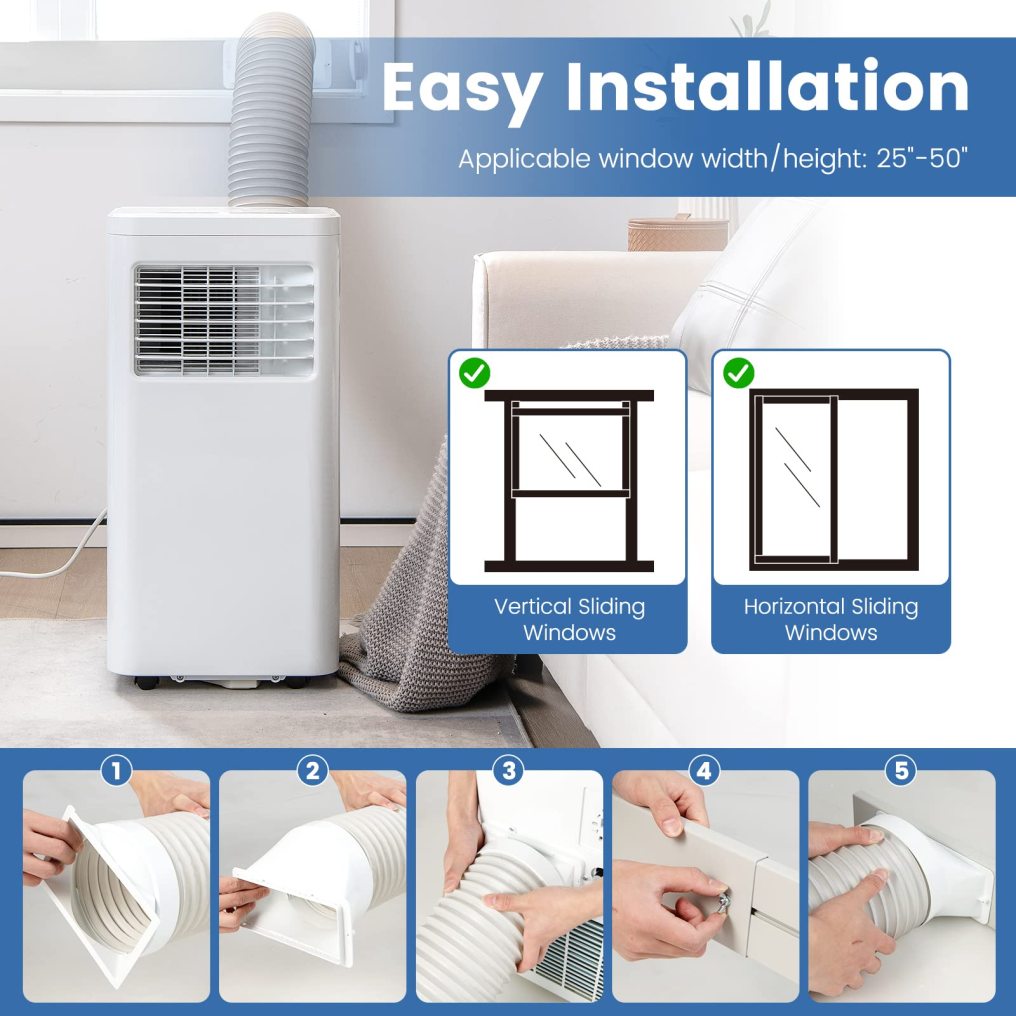 ARLIME Portable Air Conditioners, 8000 BTU AC Unit Fan & Dehumidifier w/Remote Control, 1-24H Timer & 2 Fan Speeds