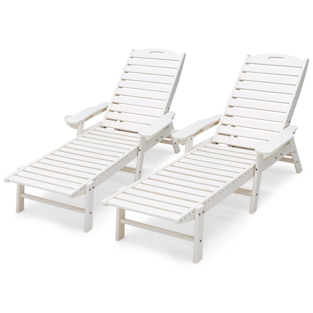 Patio Lounge Chair Chaise Adjustable Back Weatherproof HDPE Cup Holder