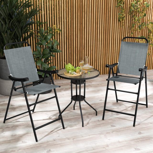 2/4 Pieces Patio Folding Bar Chairs High Top Patio Bar Chair