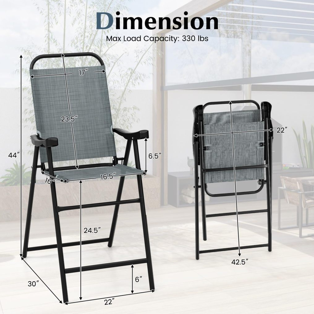 2/4 Pieces Patio Folding Bar Chairs High Top Patio Bar Chair