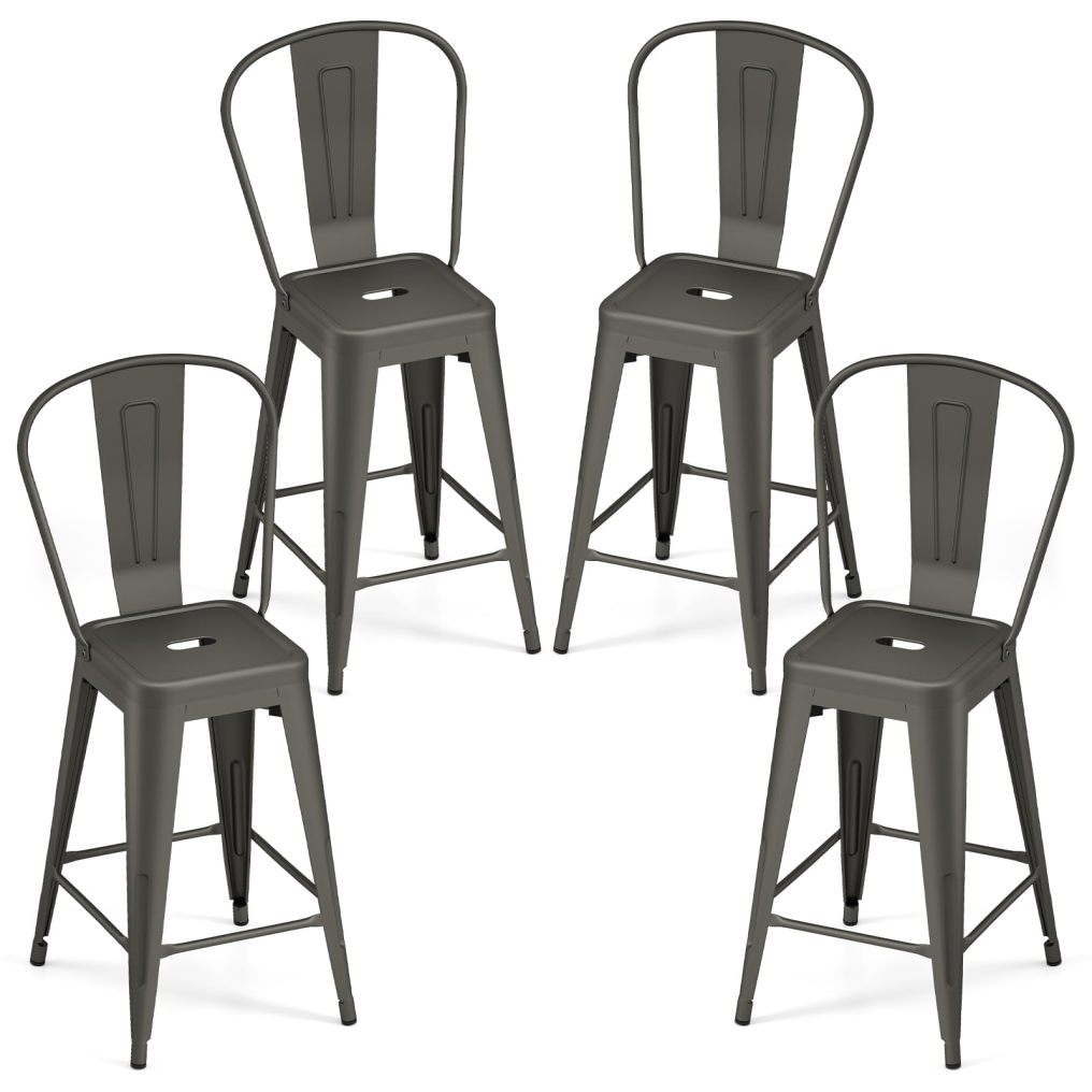 24'' Metal Bar stools Set of 4 Stylish and Modern Chairs