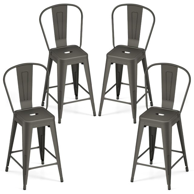 24'' Metal Bar stools Set of 4 Stylish and Modern Chairs
