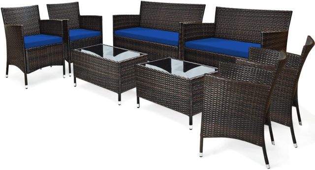 4/8 Pieces Rattan Patio Furniture Set Outdoor Wicker Rattan Chairs