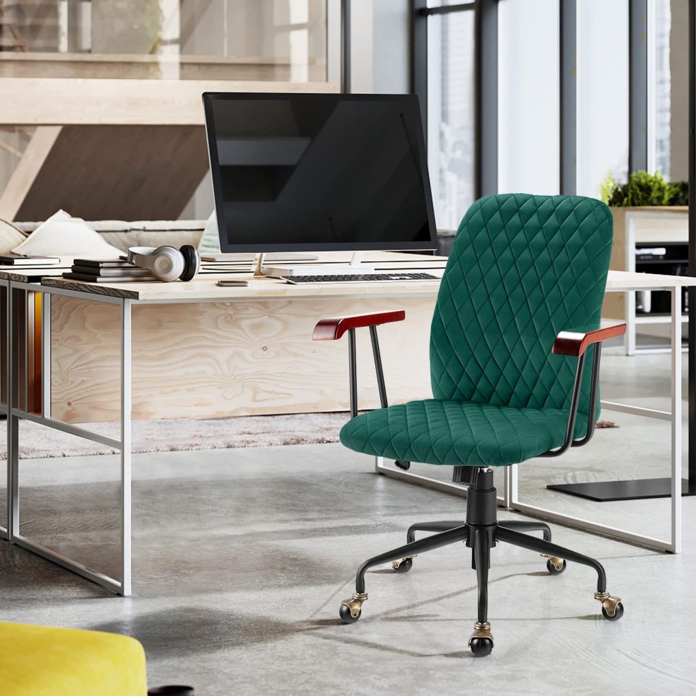 Ergonomic Home Office Chair Upholstered Velvet Leisure Office Chair