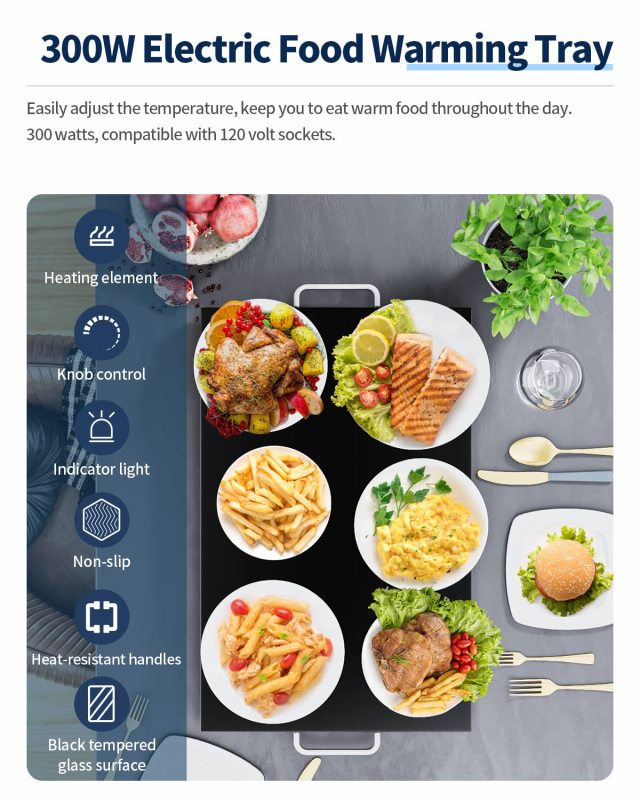 ARLIME 22"x14" Buffets Server Food Warmer for Parties, Electric Food Warming Tray