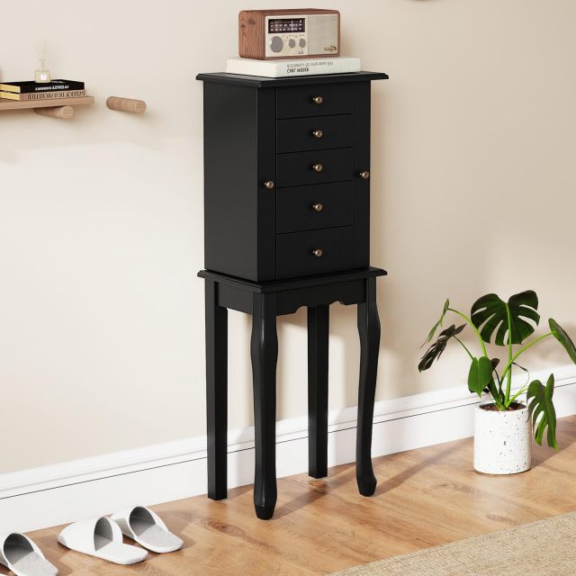 Standing Jewelry Armoire Cabinet with 5 Drawers