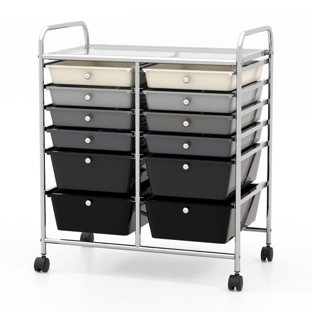 12-Drawer Rolling Storage Cart 12 Drawer Organizer Trolley