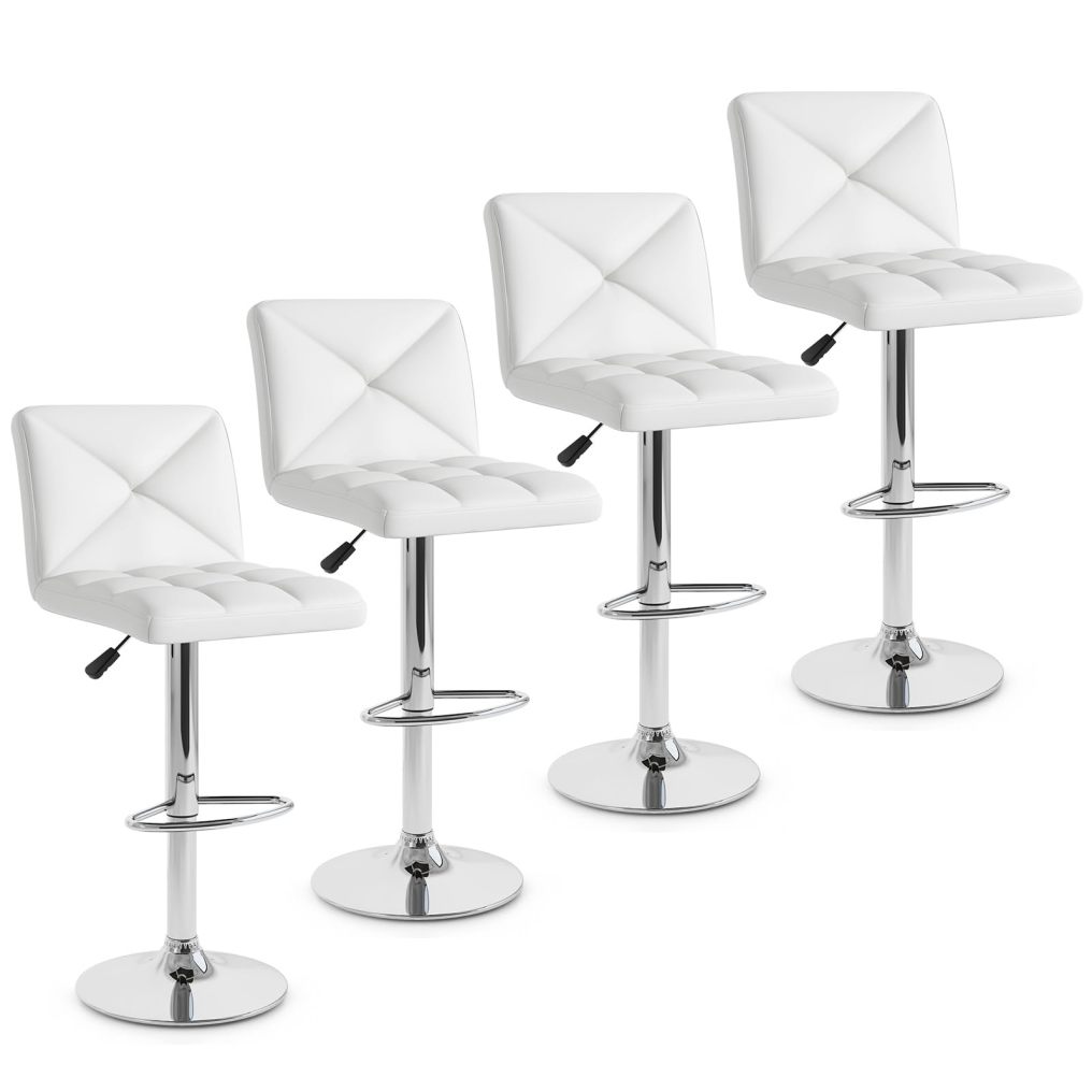 Bar Stools Set Modern PU Leather Swivel Bar Chairs