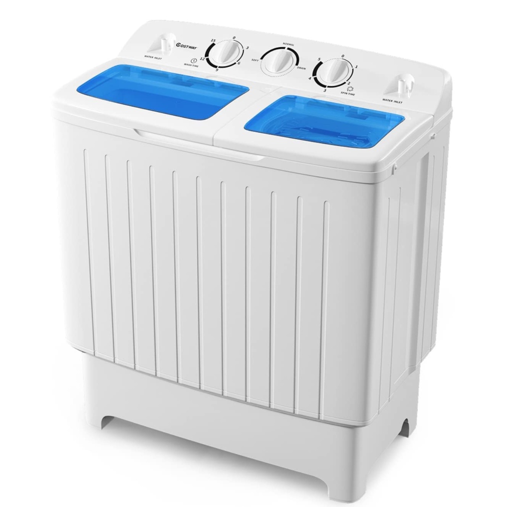 ARLIME Portable Washing Machine, 20lbs Mini Twin Tub Washing Machine w/Drain Pump, Semi Automatic 12lbs Compact Washer & 8lbs Sipnner