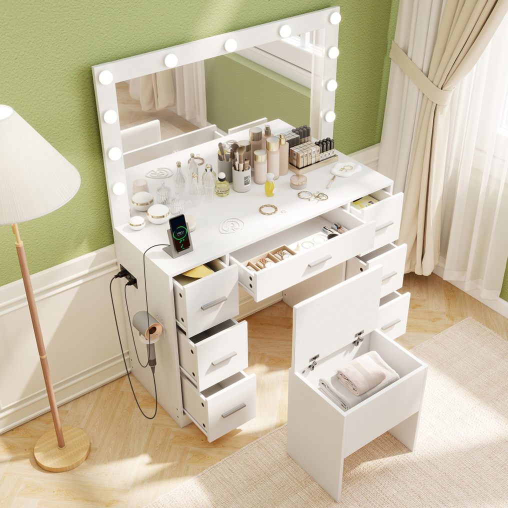 43.5'' Modern Dressing Table with Charging Station