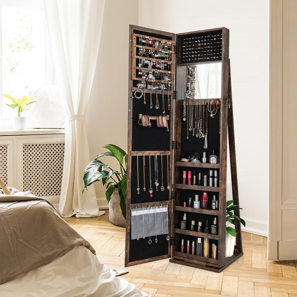 Standing Jewelry Armoire Cabinet Large Capacity Jewelry Organizer