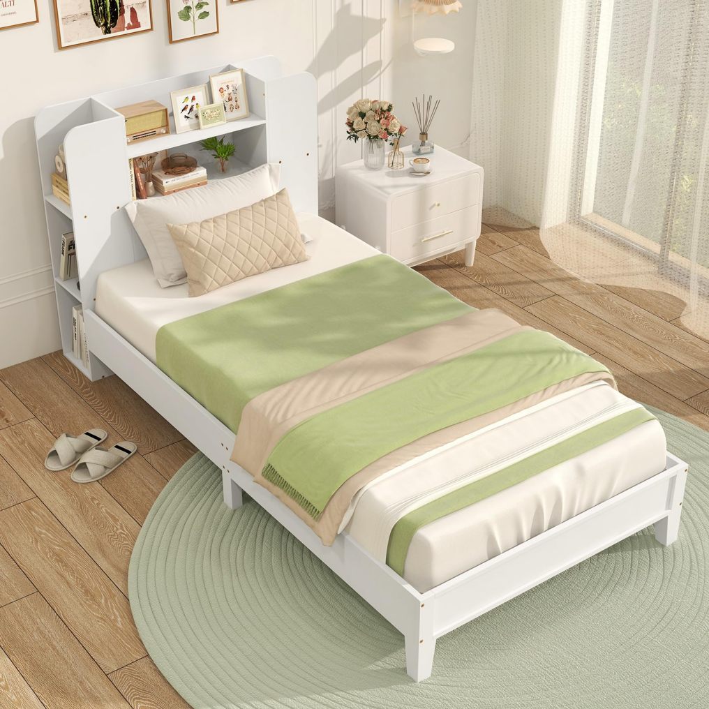 Twin Bed Frames with Storage Headboard