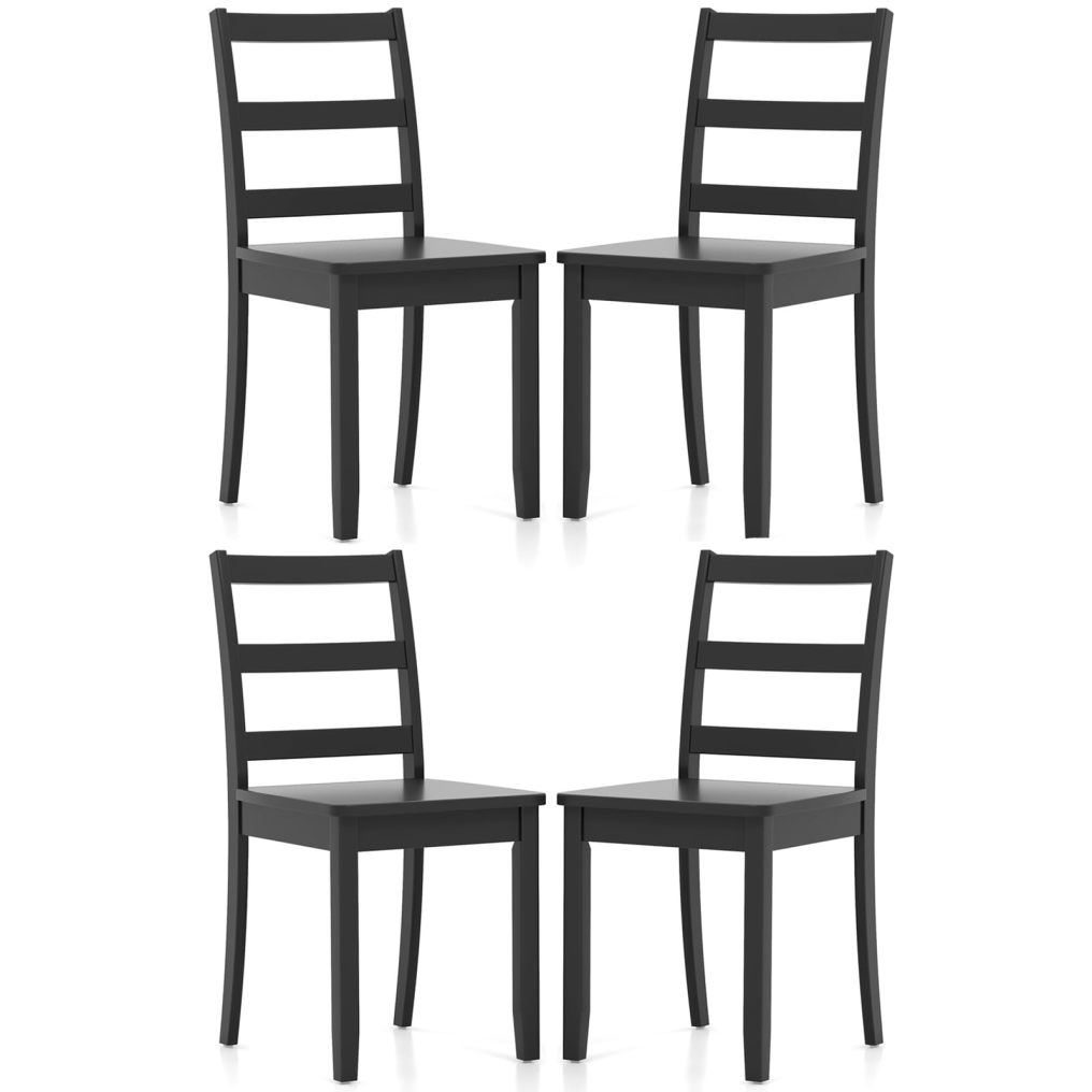 Wooden Dining Chairs Set of 2/4 with Curved Backrest and Rubber Wood Legs for Home Dining Room